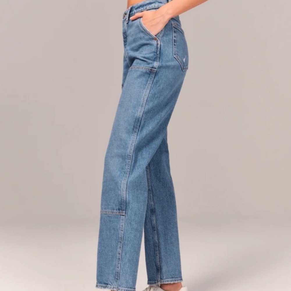 NEW Abercrombie High Rise The Dad Cowboy Jean Size 26 / 2 Short - Picture 10 of 11